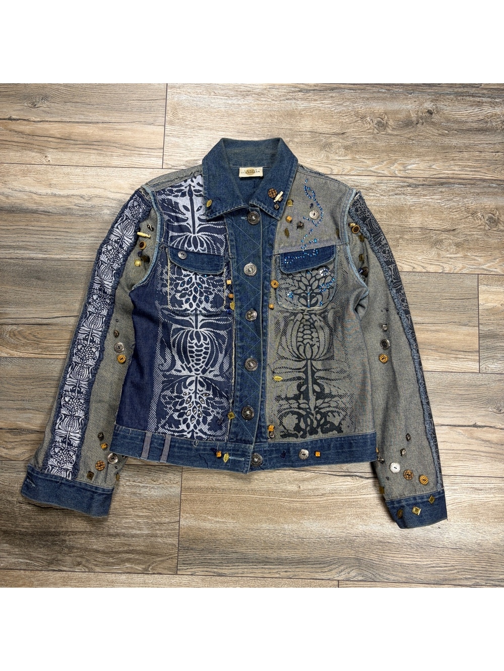 Custom Made Sandy Starkman embellished denim jacket, flaws throughout
